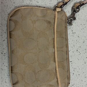 Coach Beige Signature Wristlet